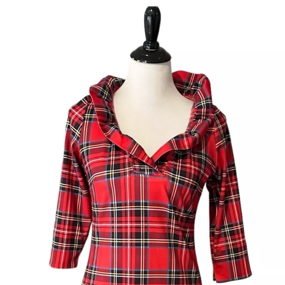 GRETCHEN SCOTT RUFFLE NECK HOLIDAY DRESS XS